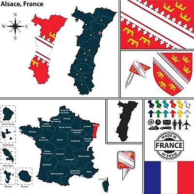 EPS 해외이미지 모양 실루엣 유럽 여행 지도 일러스트 프랑스 깃발 심볼 사인 지역 프랑스어 전국 지도책 스트라스부르 해외202004 해외일러스트 문자 나라 촬영기법 책 파일형식 벡터 이미지허브