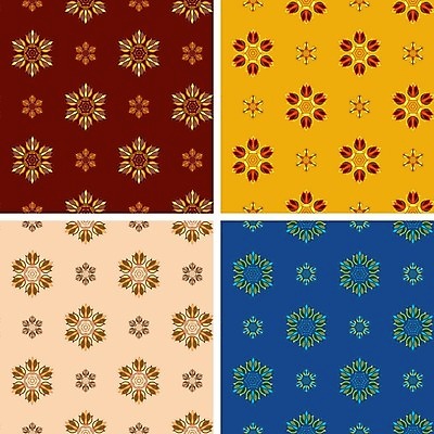 EPS 해외이미지 모양 디자인 꽃 백그라운드 패턴 일러스트 추상 미술 장식 빨간색 파란색 세트 노란색 유행 디지털 4 타일 싱글 그림 눈금 설정 대칭 복잡 엘리먼트 해외202004 해외일러스트 식물 컬러 컨셉 무늬 문화예술 숫자 파일형식 벡터 이미지허브