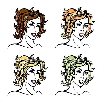 EPS 해외이미지 모델 얼굴 선 일러스트 미술 미소 사람 그래픽 빨간색 초록색 갈색 노란색 머리 유행 화장품 아기 마네킹 만화 미용사 이발 윤곽 인어 사이렌 여신 스타일 해외202004 해외일러스트 직업 컬러 문화예술 표정 신체부위 뷰티 파일형식 벡터 이미지허브