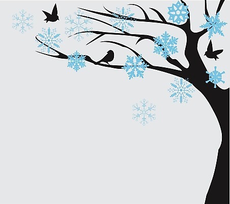 EPS 해외이미지 나무 하늘색 일러스트 조류 추상 눈꽃 사람없음 해외202004 해외일러스트 식물 동물 무늬 눈_날씨 파란색 파일형식 벡터 이미지허브