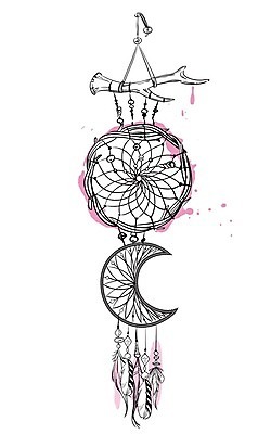 EPS 해외이미지 전통 일러스트 사람없음 장식 꿈 달 구슬 깃털 부적 드림캐쳐 해외202004 해외일러스트 자연요소 파일형식 벡터 이미지허브