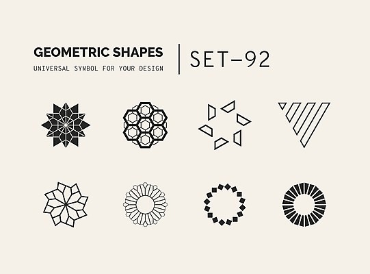 EPS 해외이미지 문양 디자인 선 일러스트 추상 사람없음 세트 원형 삼각형 심볼 라인아트 심플 육각형 지오메트릭 해외202004 해외일러스트 도형 무늬 파일형식 벡터 이미지허브