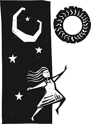 EPS 해외이미지 일러스트 태양 희망 기쁨 꿈 슬픔 달 춤 잠 변화 야간 내일 목판화 우울증 해외202004 해외일러스트 자연요소 감정 컨셉 문화예술 질병 파일형식 벡터 이미지허브