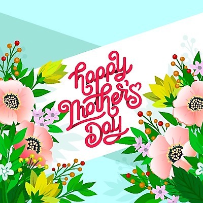 EPS 해외이미지 꽃 하늘색 백그라운드 일러스트 캘리그라피 사람없음 어머니의날 해외202004 해외일러스트 식물 기념일 파란색 미국문화 파일형식 벡터 이미지허브
