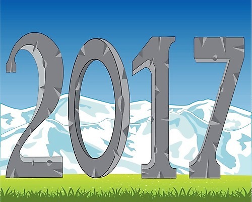 EPS 해외이미지 식물 꽃 일러스트 자연 하늘 휴가 새로움 새해 산 풍경 여름 숫자 바위 2017년 해외202004 해외일러스트 문자 계절 컨셉 돌_바위 연도 생태계 파일형식 벡터 이미지허브