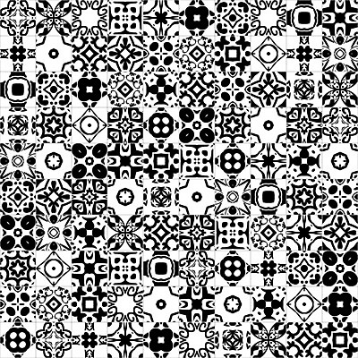 EPS 해외이미지 전통 디자인 꽃무늬 패턴 일러스트 벽지 추상 장식 세트 검은색 흰색 4 포르투갈 타일 묘사 정사각형 모자이크 스페인어 아라베스크 엘리먼트 튀니지 해외202004 해외일러스트 도형 꽃 유럽 컬러 무늬 아프리카 숫자 파일형식 벡터 이미지허브