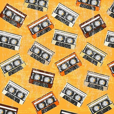 EPS 해외이미지 음악 백그라운드 패턴 일러스트 사람없음 노란색 골동품 카세트테이프 복고 아날로그 그런지 해외202004 해외일러스트 컬러 무늬 문화예술 파일형식 벡터 이미지허브