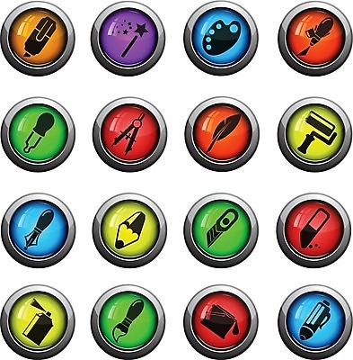 EPS 해외이미지 디자인 일러스트 미술 세트 연필 만년필 페인트 장비 기록 그룹 심볼 지우개 페인트붓 펜촉 피펫 해외202004 해외일러스트 문화예술 학용품 실험기구 필기구 펜 붓 파일형식 벡터 이미지허브