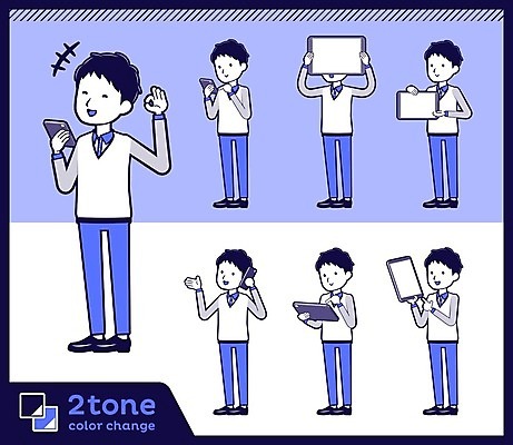 EPS 해외이미지 전신 남자 일러스트 아이디어 서기 들기 여러명 성인 파란색 스마트폰 세트 태블릿 종업원 직원 서비스 통화 보여주기 판매원 성인남자만 해외202004 해외일러스트 직업 컬러 다수 컨셉 모션 사람 전자제품 핸드폰 스마트기기 남자만 성인만 파일형식 벡터 이미지허브