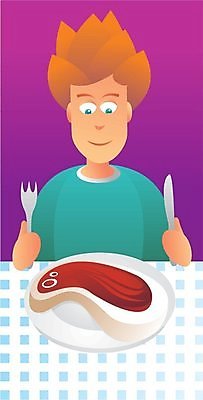 EPS 해외이미지 음식 일러스트 육류 스테이크 빨간색 칼 맛 자르기 먹기 배고픔 날것 육식 해외202004 해외일러스트 컬러 컨셉 식재료 모션 서양음식 파일형식 벡터 이미지허브