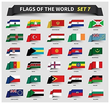 EPS 해외이미지 일러스트 사람없음 세트 세계 3D 깃발 활 캄보디아 체코 아일랜드 케냐 모나코 몬테네그로 미얀마 바하마 불가리아 세르비아 에티오피아 이라크 카메룬 파라과이 키르기스스탄 해외202004 해외일러스트 유럽 아시아 중동 아프리카 남아메리카 디지털합성 중앙아시아 파일형식 벡터 남유럽 이미지허브