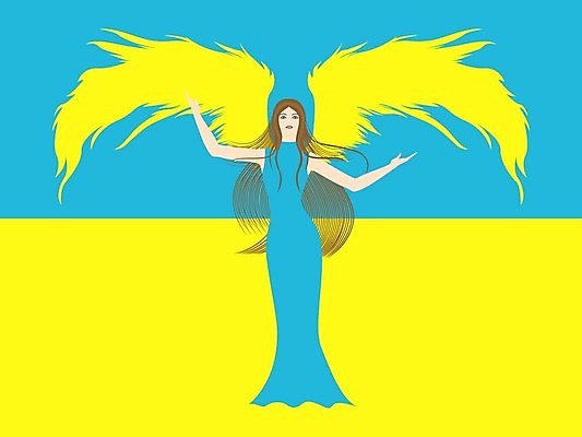 EPS 해외이미지 드레스 옷 여자 실루엣 종교 상징 포즈 컨셉 일러스트 천사 아이디어 파란색 노란색 머리 희망 꿈 흰색 영혼 대표 기적 심볼 그림 비전 고립 신앙심 우크라이나 해외202004 해외일러스트 감정 유럽 컬러 촬영기법 사람 신체부위 파일형식 벡터 이미지허브