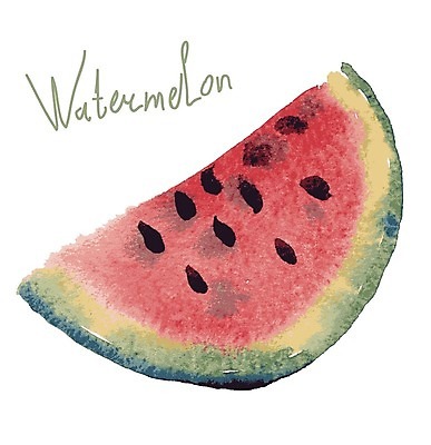 EPS 해외이미지 일러스트 단면 수채화 수박 타이포그라피 사람없음 빨간색 그림 번짐 해외202004 해외일러스트 문자 컬러 과일 파일형식 벡터 효과 이미지허브