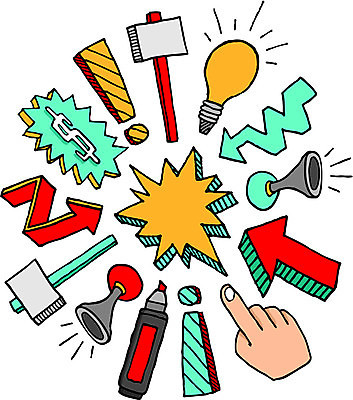 EPS 해외이미지 일러스트 광고판 컬러풀 세일 소리 가리킴 그룹 센터 기회 충격 소매 해외202004 해외일러스트 컬러 알림판 손짓 판 파일형식 벡터 이미지허브