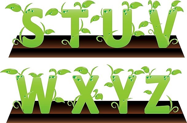EPS 해외이미지 알파벳 영어 어린이 잎 일러스트 타이포그라피 초록색 환경 신선 U X S W Z Y 내추럴 T 테마 해외202004 해외일러스트 식물 문자 컬러 사람 파일형식 벡터 이미지허브