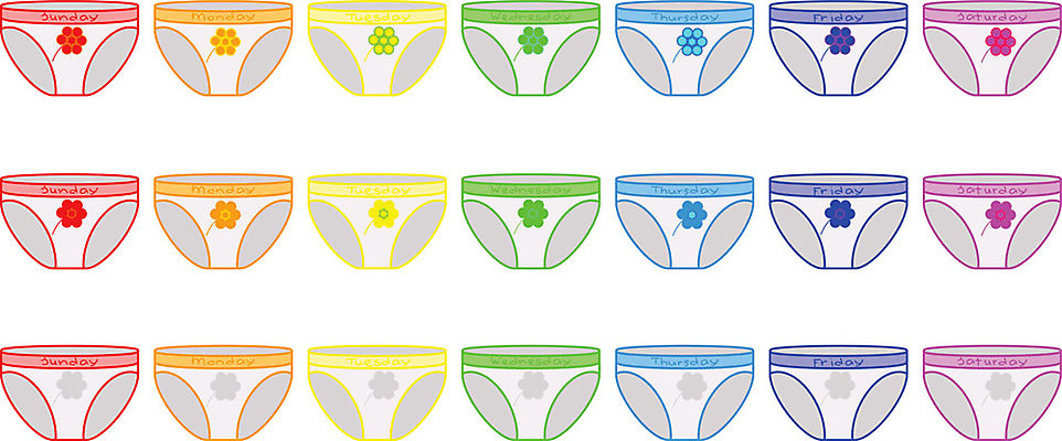 EPS 해외이미지 여자 일러스트 속옷 팬티 일요일 금요일 목요일 수요일 월요일 화요일 해외202004 해외일러스트 옷 사람 요일 파일형식 벡터 이미지허브
