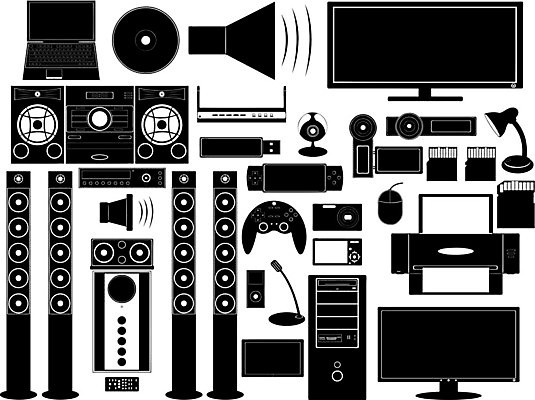 EPS 해외이미지 일러스트 경사 노트북 전자제품 컴퓨터 세트 게임 무선전화기 필름 심볼 마이크 오디오 위로 DVD 해외202004 해외일러스트 음향기기 놀이 전화기 파일형식 벡터 이미지허브