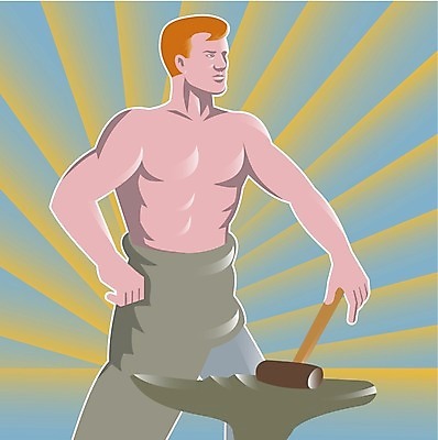 EPS 해외이미지 산업 일러스트 노동자 서기 망치 복고 판매원 대장장이 해외202004 해외일러스트 직업 모션 공구 파일형식 벡터 이미지허브