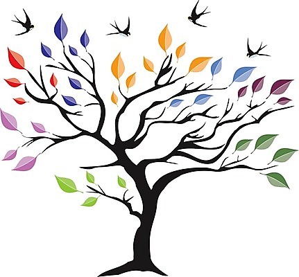 EPS 해외이미지 나무 잎 일러스트 추상 사람없음 컬러풀 해외202004 해외일러스트 식물 컬러 무늬 파일형식 벡터 이미지허브