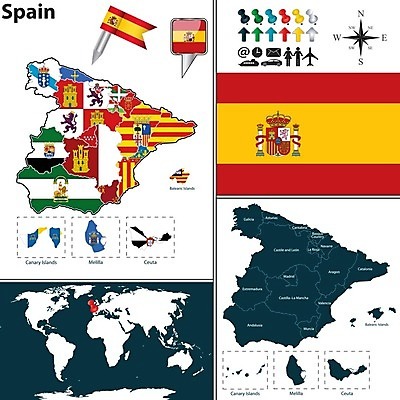 EPS 해외이미지 지도 일러스트 스페인 지역 아라곤 마드리드 스페인어 안달루시아 해외202004 해외일러스트 유럽 파일형식 벡터 이미지허브