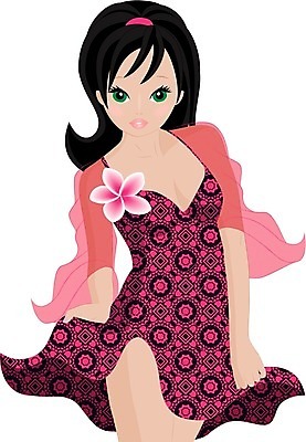 EPS 해외이미지 라이프스타일 드레스 옷 꽃 분홍색 일러스트 쇼핑 치마 유행 귀걸이 우아함 만화 스타일 해외202004 해외일러스트 식물 컬러 컨셉 장신구 하의 생활 파일형식 벡터 이미지허브