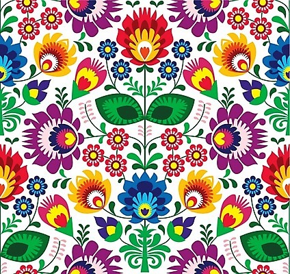 EPS 해외이미지 전통 꽃 패턴 일러스트 사람없음 컬러풀 화려 폴란드 해외202004 해외일러스트 식물 유럽 컬러 컨셉 무늬 파일형식 벡터 이미지허브