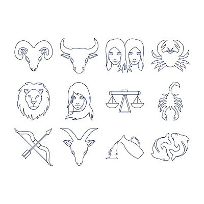 EPS 해외이미지 일러스트 세트 만화 수집 심플 양자리 물병자리 사자자리 처녀자리 염소자리 쌍둥이자리 전갈자리 천칭자리 물고기자리 암 황소자리 해외202004 해외일러스트 별자리 질병 파일형식 벡터 이미지허브