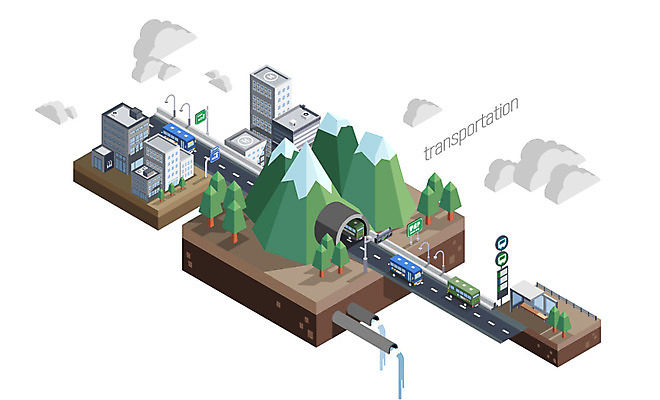 도로 교통수단 백그라운드 교통 일러스트 자동차 산 버스 빌딩 사람없음 운송업 터널 버스정류장 입체 시설 아이소메트릭 국내일러스트 AI파일 산업 길 육상교통 교통시설 대중교통 건물 역 파일형식 벡터
