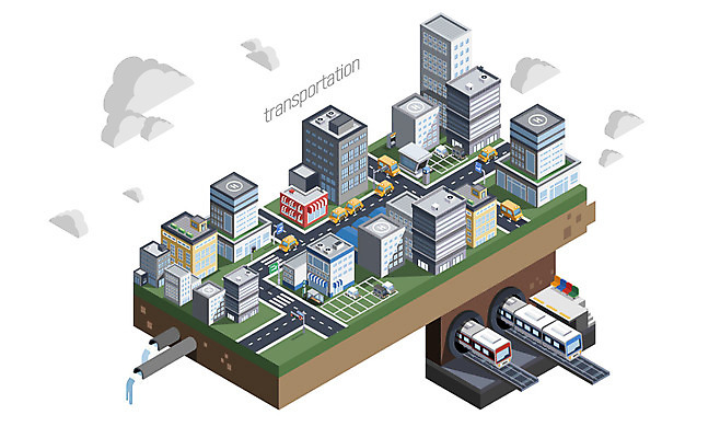 도로 교통수단 백그라운드 교통 일러스트 자동차 빌딩 사람없음 운송업 도시 전철 입체 시설 아이소메트릭 국내일러스트 AI파일 산업 길 육상교통 교통시설 대중교통 건물 파일형식 벡터