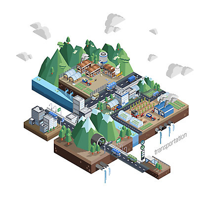 도로 교통수단 백그라운드 교통 일러스트 공장 자동차 산 버스 빌딩 사람없음 농장 운송업 터널 버스정류장 입체 시설 트랙터 비닐하우스 아이소메트릭 국내일러스트 AI파일 산업 길 육상교통 농업 공업 교통시설 대중교통 건물 역 농기계 특수차량 파일형식 벡터
