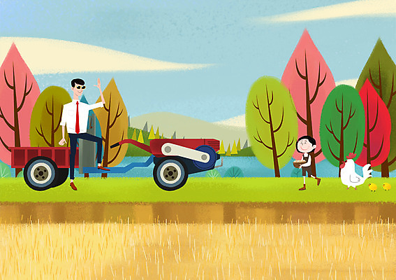 주간 PSD 나무 식물 여자 남자 딸 어린이 일러스트 자연 논 병아리 사람 정장 성인 야외 두명 농사 닭 비즈니스맨 아빠 계획 즐거움 상쾌 귀농 트랙터 경운기 부녀 국내일러스트 자연요소 옷 감정 컨셉 농업 비즈니스 가족 조류 직장인 농기계 생태계 특수차량 파일형식