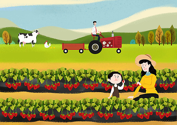 주간 PSD 여자 남자 어린이 밭 과일 일러스트 자연 딸기 병아리 사람 정장 성인 야외 세명 가축 닭 비즈니스맨 계획 젖소 즐거움 상쾌 귀농 트랙터 국내일러스트 자연요소 동물 옷 감정 컨셉 농업 비즈니스 조류 직장인 소 농기계 생태계 특수차량 파일형식