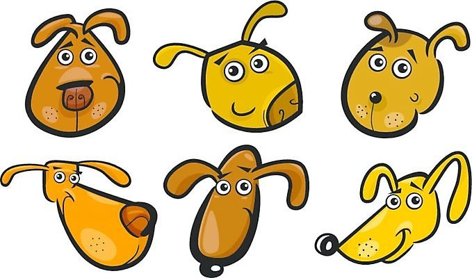 EPS 해외이미지 캐릭터 일러스트 사람없음 반려동물 갈색 머리 귀여움 개 만화 해외일러스트 일러캐릭터 동물 컬러 컨셉 포유류 신체부위 파일형식 벡터 이미지허브