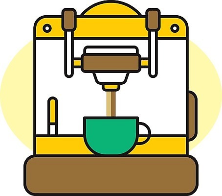 EPS 해외이미지 라이프스타일 커피 일러스트 사람없음 갈색 노란색 기계 카페 머그컵 붓기 커피잔 커피메이커 에스프레소머신 해외202004 해외일러스트 음료 컬러 모션 잔 생활 컵 상점 커피용품 파일형식 벡터 이미지허브