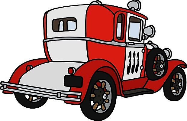 EPS 해외이미지 일러스트 자동차 사람없음 빨간색 흰색 빈티지 클래식 복고 클래식카 경찰차 순찰 해외202004 해외일러스트 육상교통 컬러 컨셉 승용차 파일형식 벡터 이미지허브