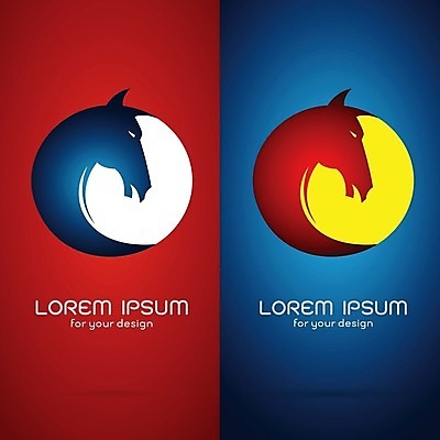 EPS 해외이미지 디자인 배너 얼굴 일러스트 추상 사람없음 빨간색 파란색 말_동물 심볼 그림 윤곽 해외202004 해외일러스트 컬러 무늬 포유류 신체부위 파일형식 벡터 이미지허브