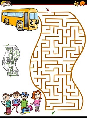 EPS 해외이미지 캐릭터 디자인 교육 길 어린이 일러스트 출입구 버스 게임 퍼즐 만화 방향 입장 그림 미로 해결 방법 해외202004 해외일러스트 일러캐릭터 육상교통 놀이 대중교통 사람 파일형식 벡터 이미지허브