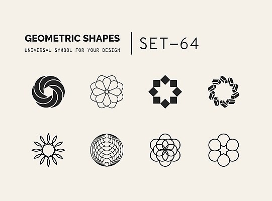 EPS 해외이미지 문양 디자인 선 일러스트 추상 사람없음 세트 사각형 원형 심볼 라인아트 심플 육각형 지오메트릭 해외202004 해외일러스트 도형 무늬 파일형식 벡터 이미지허브