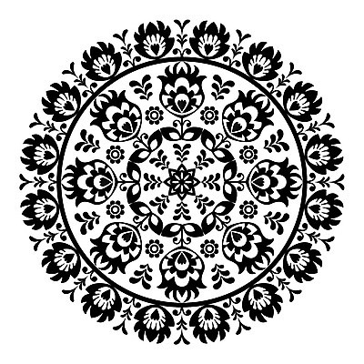 EPS 해외이미지 전통 꽃 패턴 일러스트 흑백 사람없음 화려 폴란드 해외202004 해외일러스트 식물 유럽 컨셉 무늬 촬영기법 파일형식 벡터 이미지허브