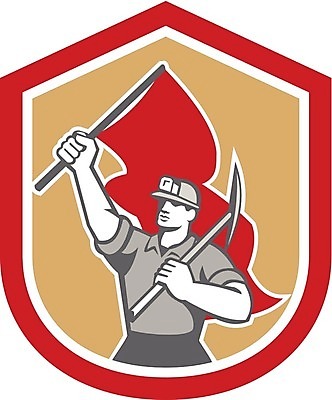 EPS 해외이미지 남자 산업 일러스트 그래픽 깃발 안전모 발굴 심볼 사인 복고 방패 광부 해외202004 해외일러스트 직업 사람 헬멧 안전장비 파일형식 벡터 이미지허브