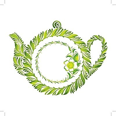 EPS 해외이미지 식물 디자인 꽃 백그라운드 잎 일러스트 수채화 미술 사람없음 초록색 신선 찻주전자 해외202004 해외일러스트 컬러 주전자 문화예술 파일형식 벡터 이미지허브