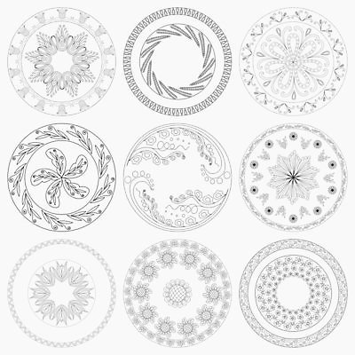 EPS 해외이미지 모양 식물 편집 접시 디자인 실루엣 백그라운드 컨셉 무늬 꽃무늬 패턴 일러스트 추상 미술 그래픽 장식 세트 검은색 회색 원형 9 그룹 허브 컵받침 에코 땅바닥 엘리먼트 해외202004 해외일러스트 도형 식기 꽃 컬러 문화예술 바닥 촬영기법 숫자 환경 받침대 파일형식 벡터 이미지허브