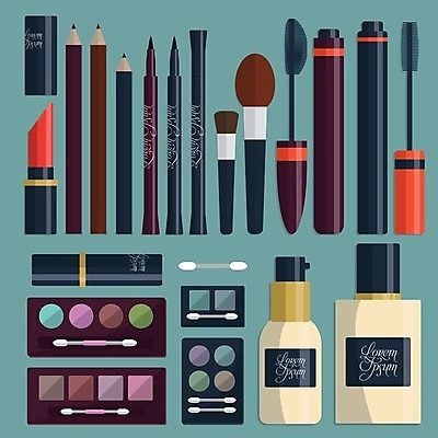 EPS 해외이미지 디자인 여자 백그라운드 일러스트 탁자 세트 유행 검은색 화장품 립스틱 붓 화려 상품 수집 오브젝트 마스카라 분무기 광택 로션 아이섀도 아이라이너 엘리먼트 스타일 해외202004 해외일러스트 컬러 가구 컨셉 사람 뷰티 파일형식 벡터 이미지허브
