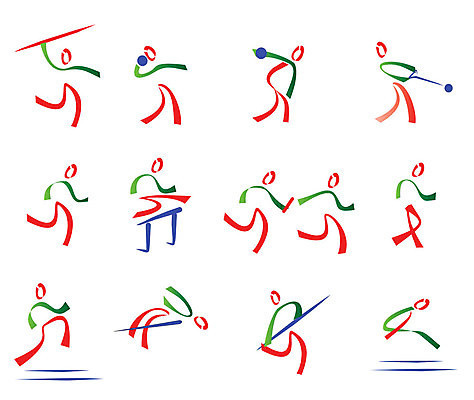 EPS 해외이미지 리본 스포츠 일러스트 사람 세트 달리기 점프 경쟁 게임 던지기 망치 수집 심플 고립 엘리먼트 해외202004 해외일러스트 컨셉 모션 놀이 공구 파일형식 벡터 이미지허브