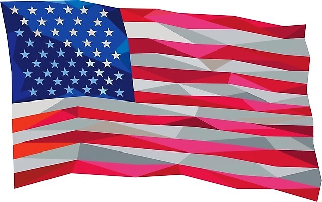 EPS 해외이미지 일러스트 추상 그래픽 3D 미국 깃발 성조기 흰배경 종이접기 고립 폴리곤 해외202004 해외일러스트 종이 백그라운드 북아메리카 무늬 흰색 국기 디지털합성 접기 파일형식 벡터 이미지허브