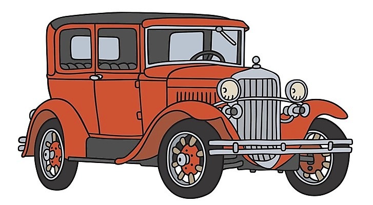 EPS 해외이미지 일러스트 자동차 사람없음 빨간색 빈티지 클래식 복고 클래식카 리무진 해외202004 해외일러스트 육상교통 컬러 컨셉 승용차 파일형식 벡터 이미지허브