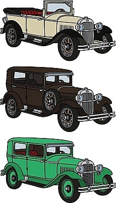 EPS 해외이미지 일러스트 자동차 사람없음 초록색 검은색 흰색 빈티지 클래식 오픈카 복고 클래식카 리무진 해외202004 해외일러스트 육상교통 컬러 컨셉 승용차 파일형식 벡터 이미지허브