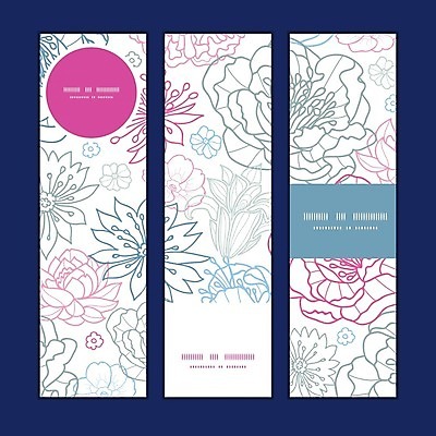 EPS 해외이미지 디자인 배너 꽃 분홍색 꽃무늬 일러스트 프레임 사람없음 세트 흰색 화려 스타일 해외202004 해외일러스트 식물 컬러 컨셉 무늬 파일형식 벡터 이미지허브