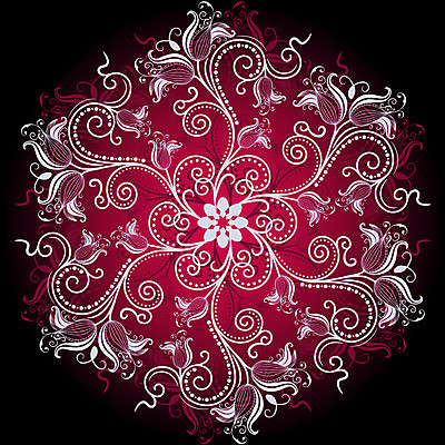 EPS 해외이미지 디자인 꽃 백그라운드 일러스트 추상 사람없음 빨간색 검은색 화려 대칭 만다라 해외202004 해외일러스트 식물 컬러 컨셉 무늬 파일형식 벡터 이미지허브
