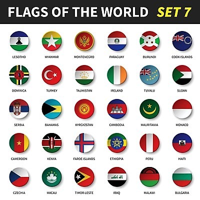 EPS 해외이미지 일러스트 사람없음 세트 세계 3D 깃발 원형 캄보디아 체코 아일랜드 케냐 마카오 말라위 모나코 몬테네그로 미얀마 바하마 불가리아 세르비아 에티오피아 이라크 카메룬 파라과이 페루 키르기스스탄 해외202004 해외일러스트 도형 유럽 아시아 중동 아프리카 남아메리카 디지털합성 중앙아시아 파일형식 벡터 남유럽 이미지허브